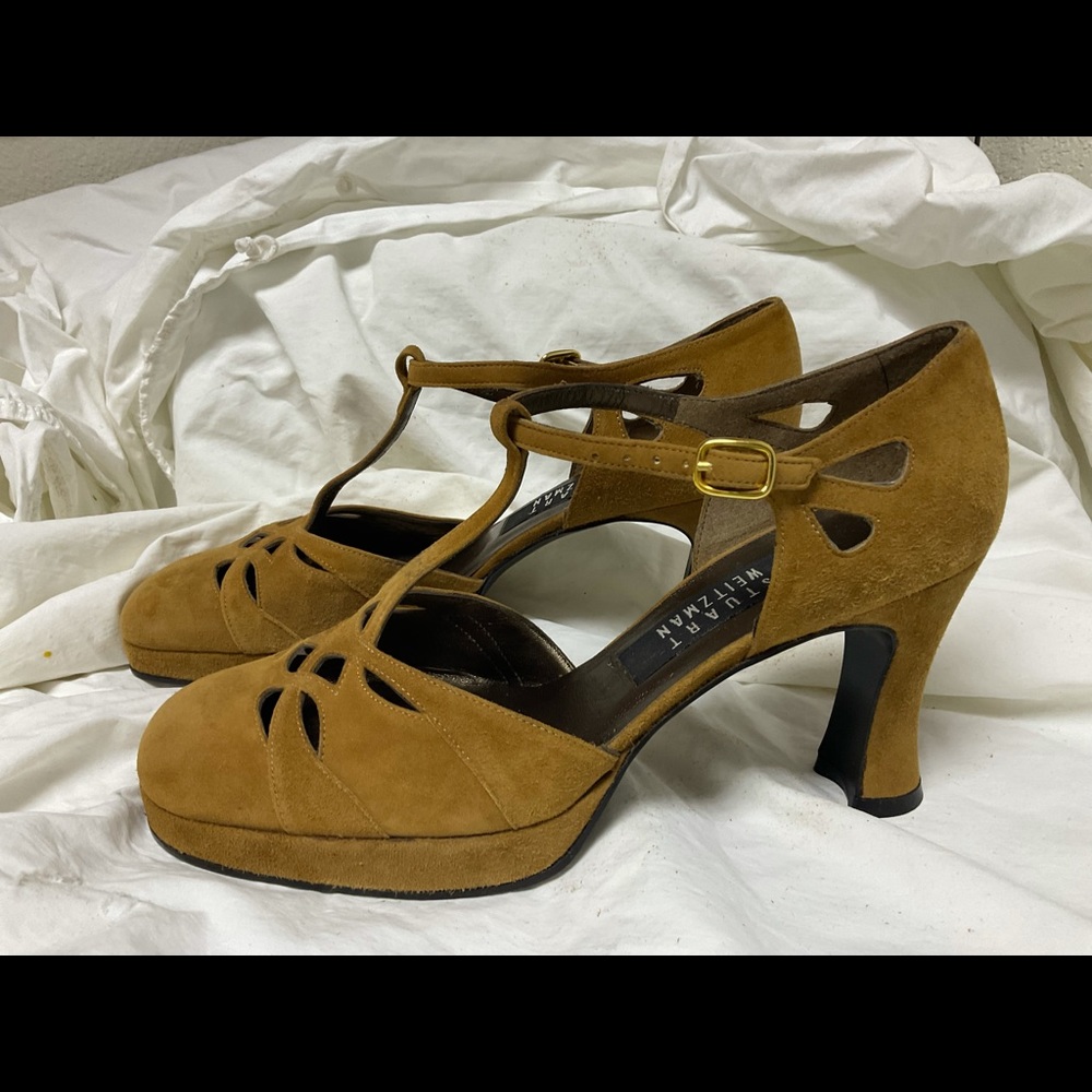 Stuart Weitzman T-Strap, Block Heel Platform Shoe… - image 2